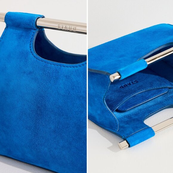 STAUD Mar Mini Bag Blue Suede - Picture 3 of 6